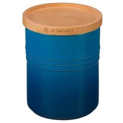Le Creuset Wine & Kitchen Tools Le Creuset 2.5 Quart Stoneware Storage Canister W/Wood Lid