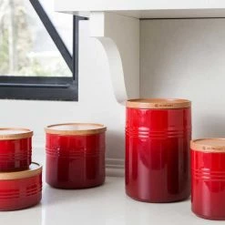 Le Creuset 1.5 Quart Stoneware Storage Canister W/Wood Lid Le Creuset Wine & Kitchen Tools 12 Le Creuset 1.5 Quart Stoneware Storage Canister W/Wood Lid Le Creuset Wine & Kitchen Tools