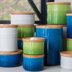 Le Creuset 1.5 Quart Stoneware Storage Canister W/Wood Lid Le Creuset Wine & Kitchen Tools 11 Le Creuset 1.5 Quart Stoneware Storage Canister W/Wood Lid Le Creuset Wine & Kitchen Tools