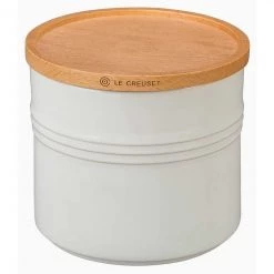 Le Creuset 1.5 Quart Stoneware Storage Canister W/Wood Lid Le Creuset Wine & Kitchen Tools