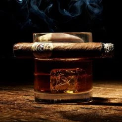 Corkcicle Cigar Glass - Double Old Fashioned Glass With Built-In Cigar Rest Other Glassware