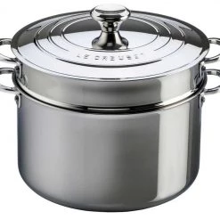 Le Creuset Stockpots & Tea Kettles Le Creuset 9 Quart Stainless Steel Stockpot W/Colander Insert