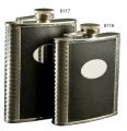 Other Deluxe Leather-Bound Captive-Top Pocket Flask - 8 Oz