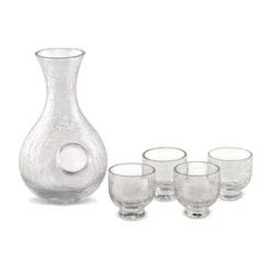 Epic Products Epic Sake Set - Clear Crackled Glass Epic Wine Decanters