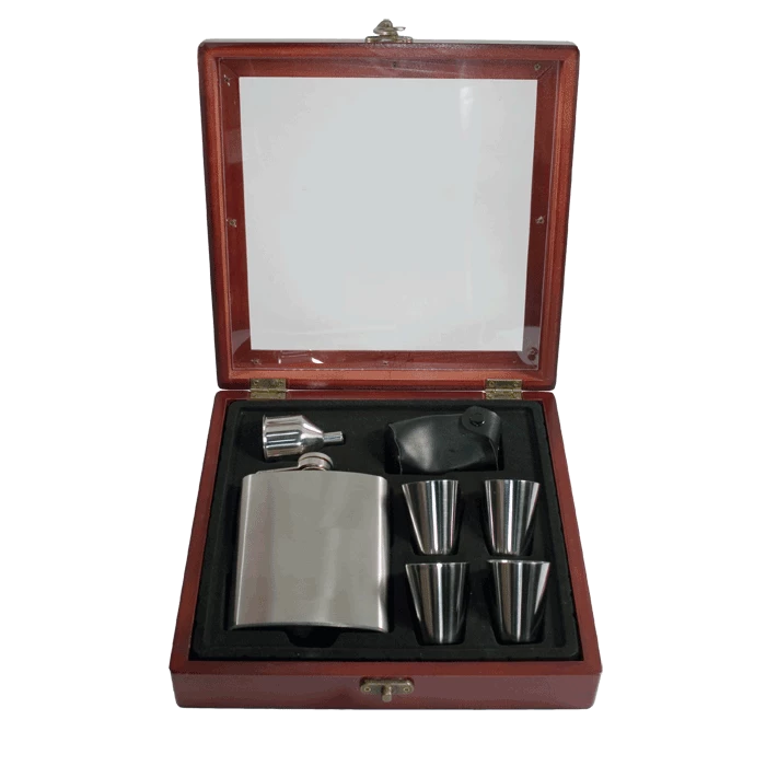 Pampered Grape Stainless Steel Flask Gift Set - 7 Oz Flasks 1 Pampered Grape Stainless Steel Flask Gift Set - 7 Oz Flasks
