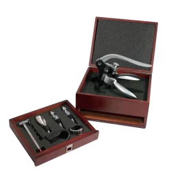 Lever Model Corkscrews Pampered Grape Wizard Satin Finish Corkscrew With Drawer Set