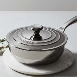 Le Creuset 3.5 Quart Stainless Steel Saucier Pan Le Creuset Saucepans 8 Le Creuset 3.5 Quart Stainless Steel Saucier Pan Le Creuset Saucepans