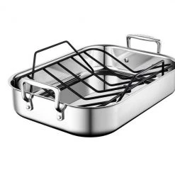 Le Creuset Large Stainless Steel Roasting Pan W/Nonstick Rack Le Creuset Bakeware