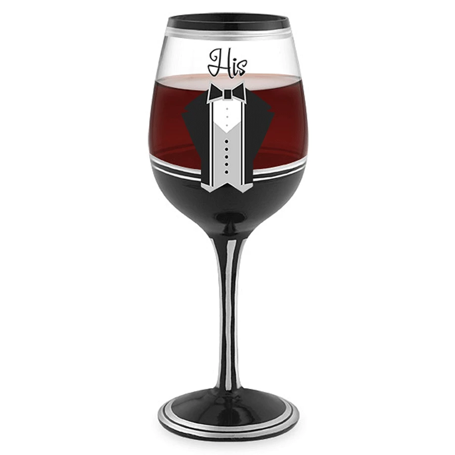 Epic Products Decorated Painted Glassware His Hand-Decorated Wine Glass 4 Epic Products Decorated Painted Glassware His Hand-Decorated Wine Glass
