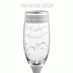 Epic Products Something New Bridal Hand-Decorated Champagne Flute Decorated Painted Glassware