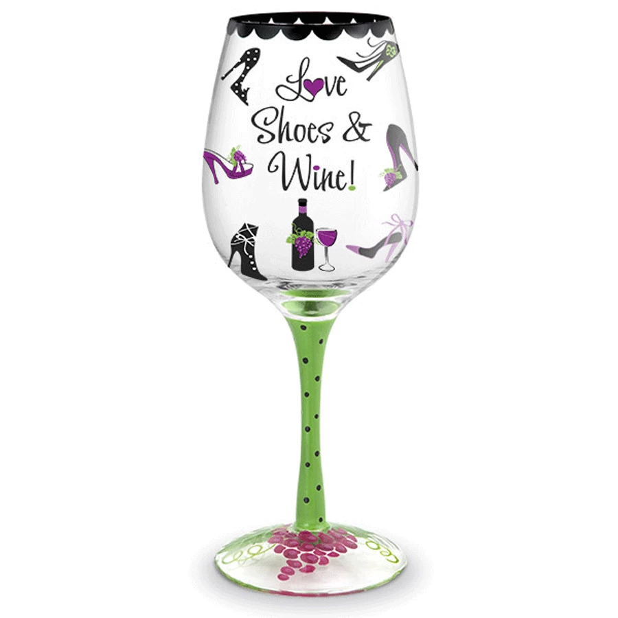 Epic Products Love Shoes & Wine Hand-Decorated Wine Glass 1 Epic Products Love Shoes & Wine Hand-Decorated Wine Glass