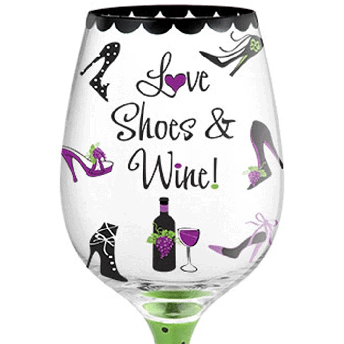 Epic Products Love Shoes & Wine Hand-Decorated Wine Glass 2 Epic Products Love Shoes & Wine Hand-Decorated Wine Glass