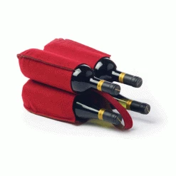 True Fabrications Wine Carry Bags Red Felt Four Bottle Flower
