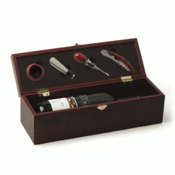 Corkscrew Sets True Fabrications Premium Cherry-Stained Wood Single Bottle Accessory Gift Set