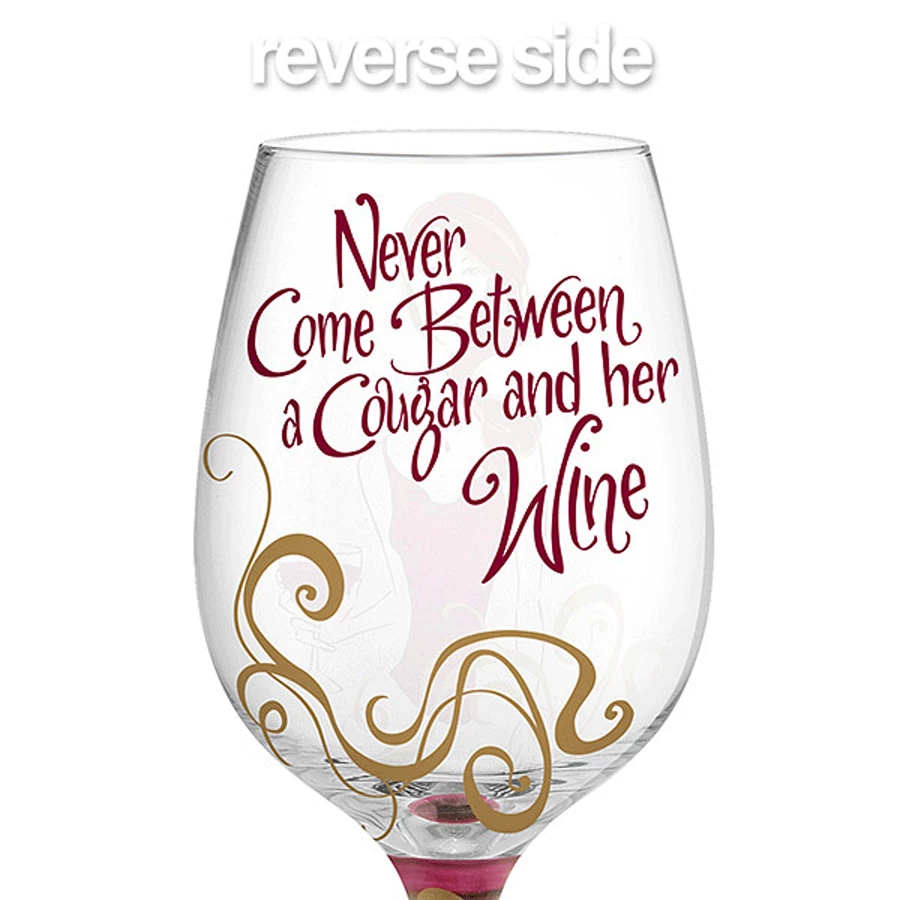 Epic Products Cougar & Her Wine Hand-Decorated Wine Glass 2 Epic Products Cougar & Her Wine Hand-Decorated Wine Glass