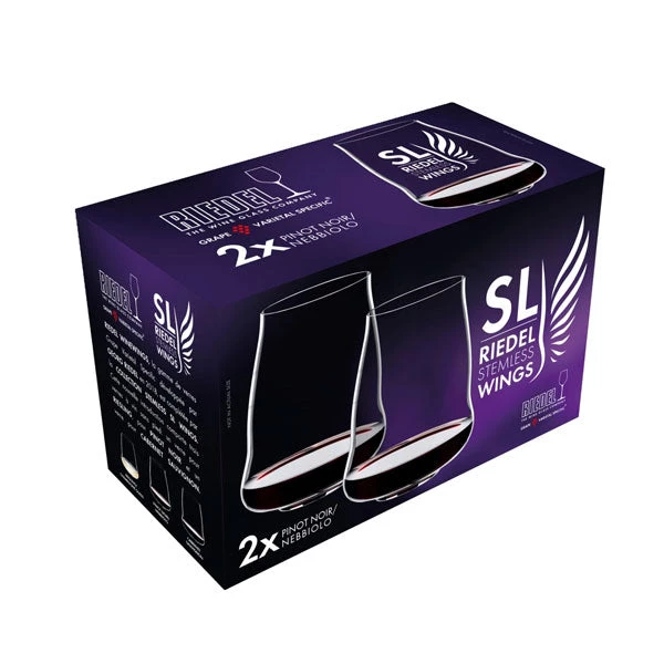 Riedel Winewings Pinot Noir / Nebbiolo Stemless Wine Glasses - Set Of 2 Riedel Winewings Glasses 5 Riedel Winewings Pinot Noir / Nebbiolo Stemless Wine Glasses - Set Of 2 Riedel Winewings Glasses