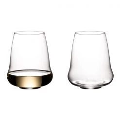 Riedel Winewings Riesling / Champagne Stemless Wine Glasses - Set Of 2 Riedel Winewings Glasses
