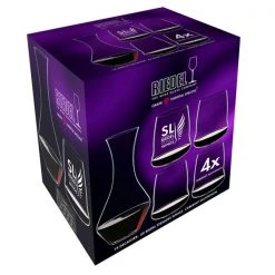 Riedel Winewings Glasses Riedel Winewings Cabernet Stemless Wine Glasses Set Of 4 + Merlot Decanter
